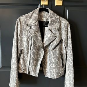 NWT Snake Print leather moto jacket by Alice and Olivia